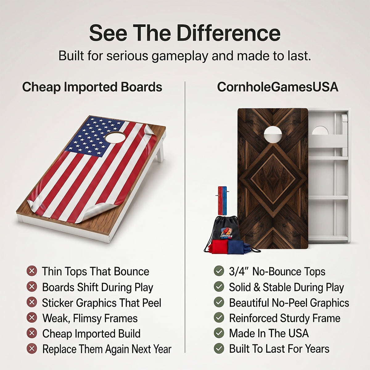 Walnut Diamond Inlay Weather Proof Cornhole Boards