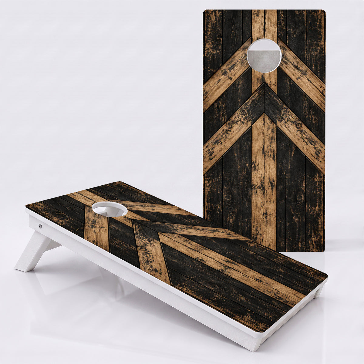 Rustic Chevron Wood Weather Proof Cornhole Boards