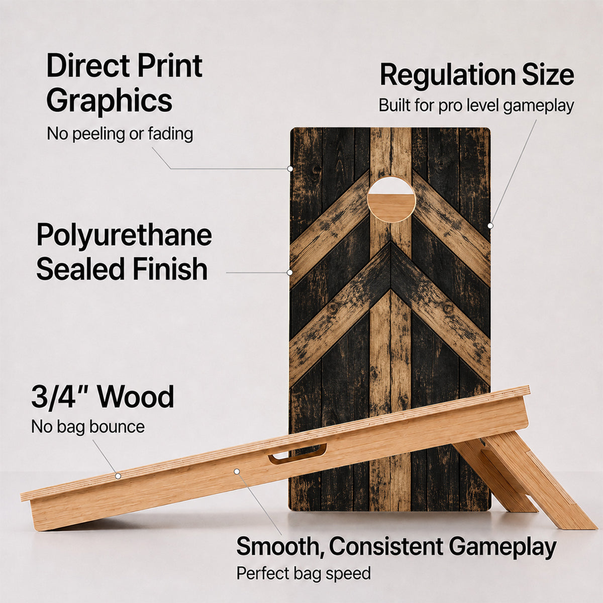 Rustic Chevron Wood Professional Cornhole Boards