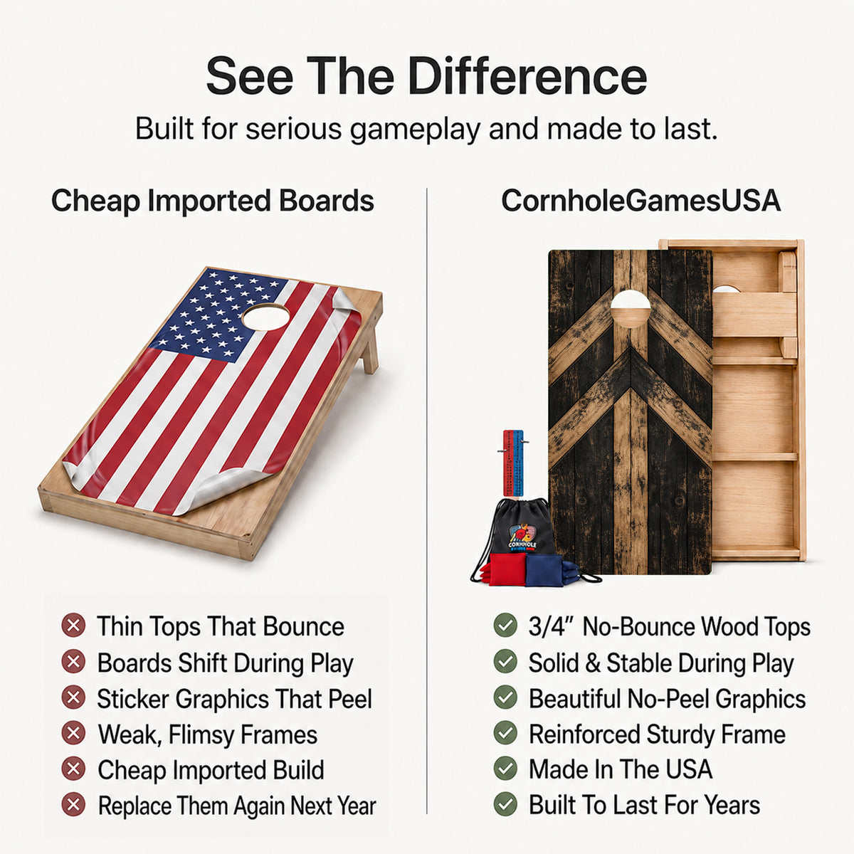 Rustic Chevron Wood Professional Cornhole Boards