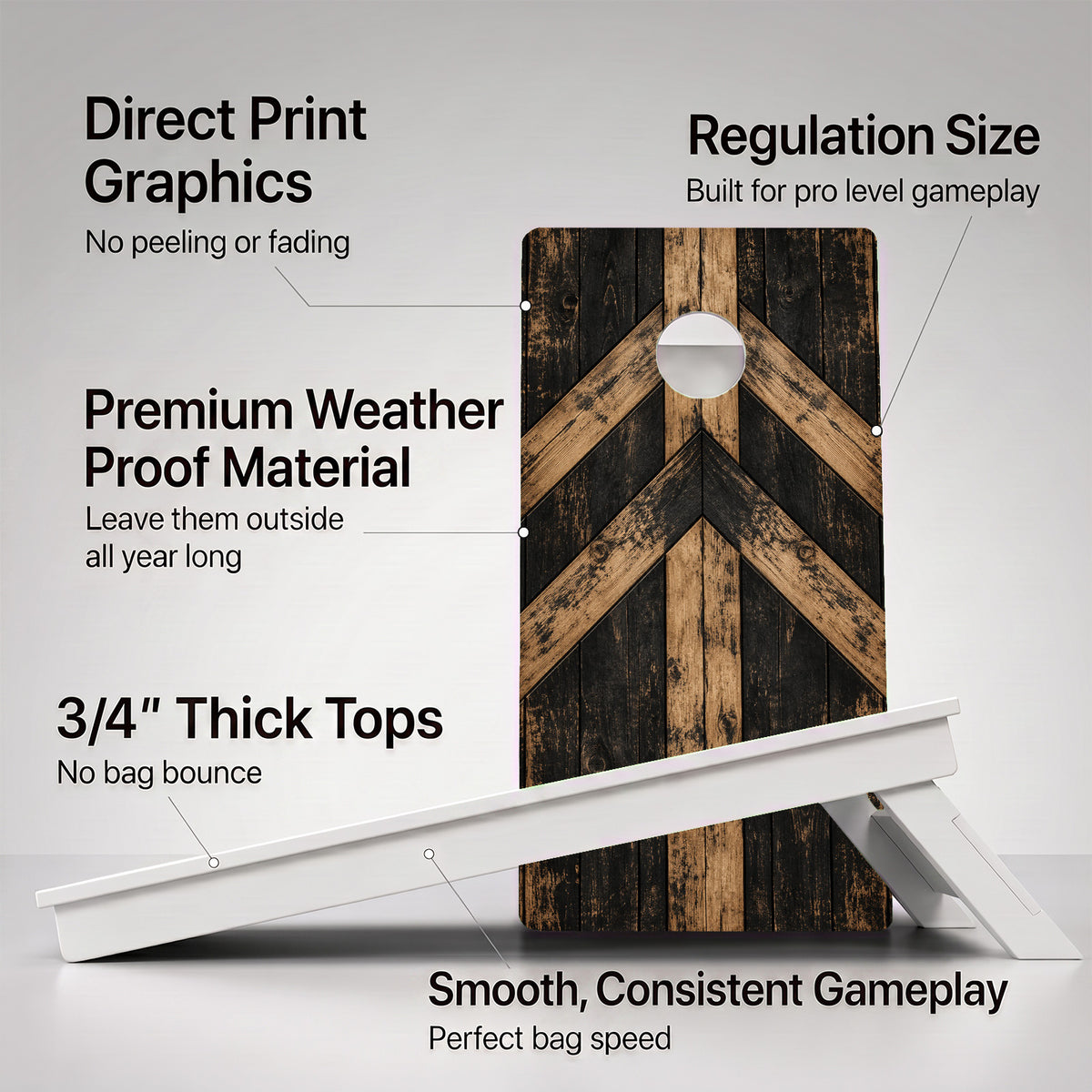 Rustic Chevron Wood Weather Proof Cornhole Boards