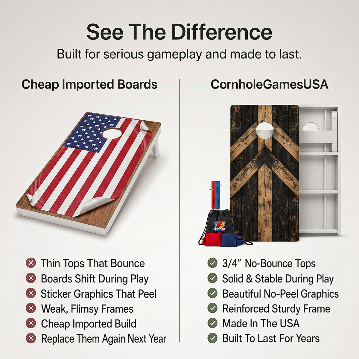 Rustic Chevron Wood Weather Proof Cornhole Boards