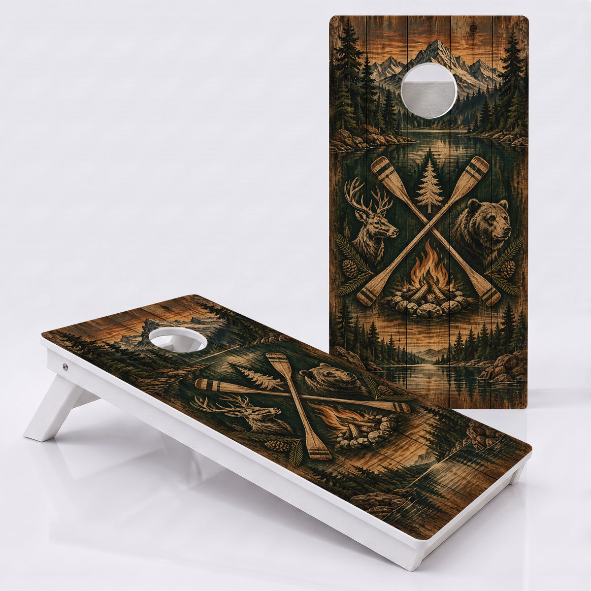 Campfire Paddles Lodge Weather Proof Cornhole Boards