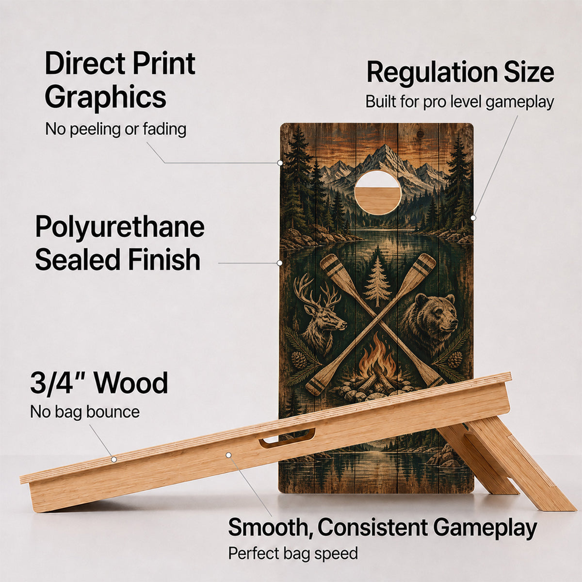 Campfire Paddles Lodge Professional Cornhole Boards