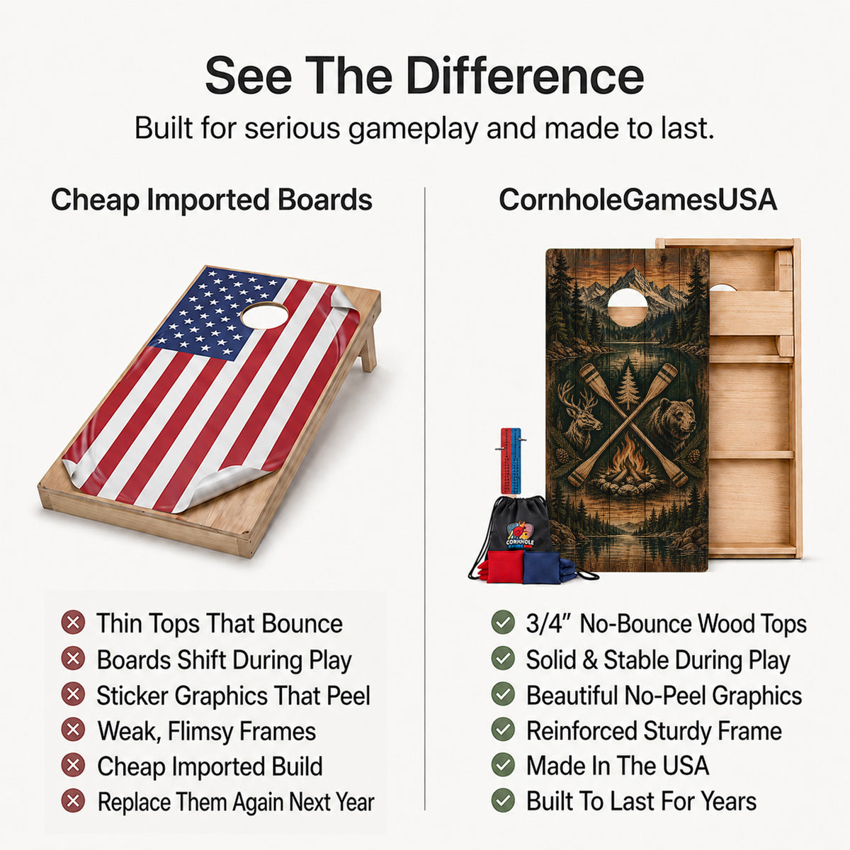 Campfire Paddles Lodge Professional Cornhole Boards