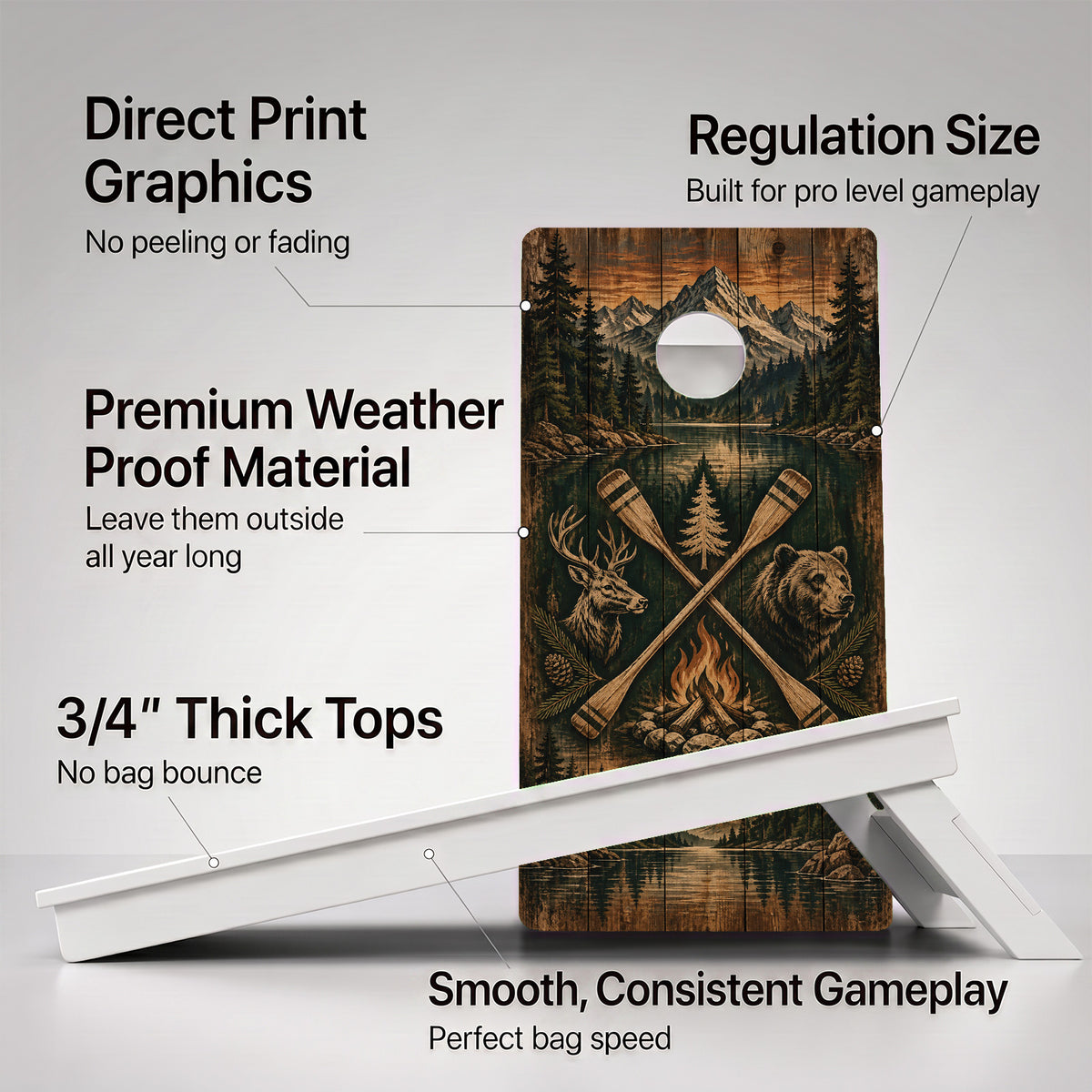 Campfire Paddles Lodge Weather Proof Cornhole Boards