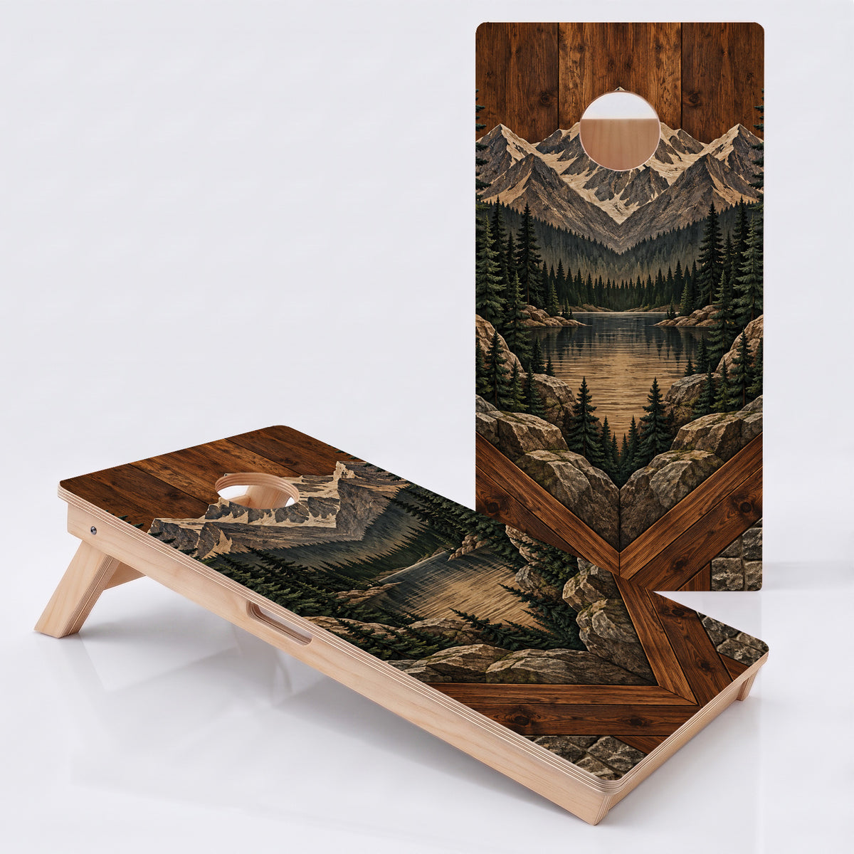 Mountain Lake Wood Panel Professional Cornhole Boards