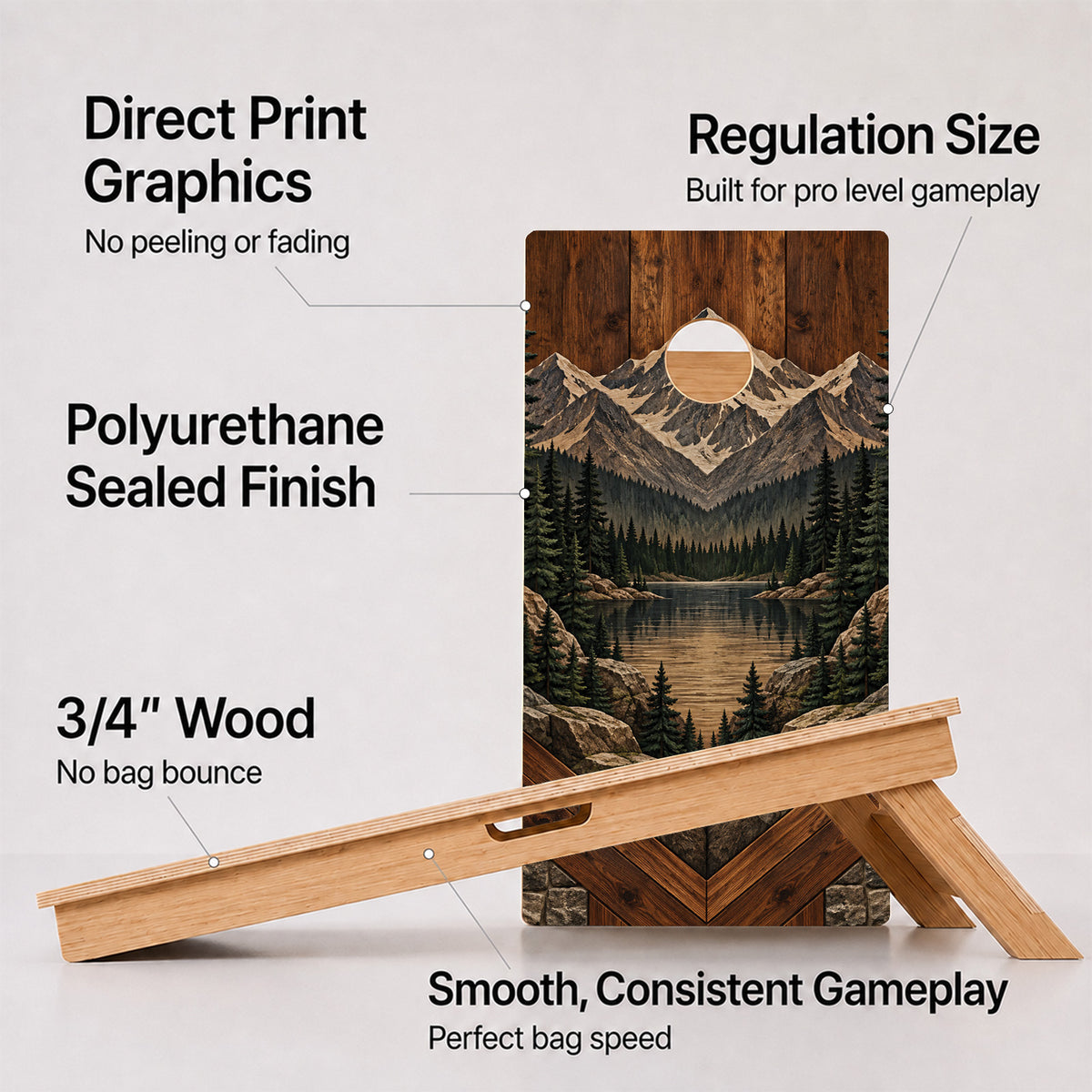 Mountain Lake Wood Panel Professional Cornhole Boards