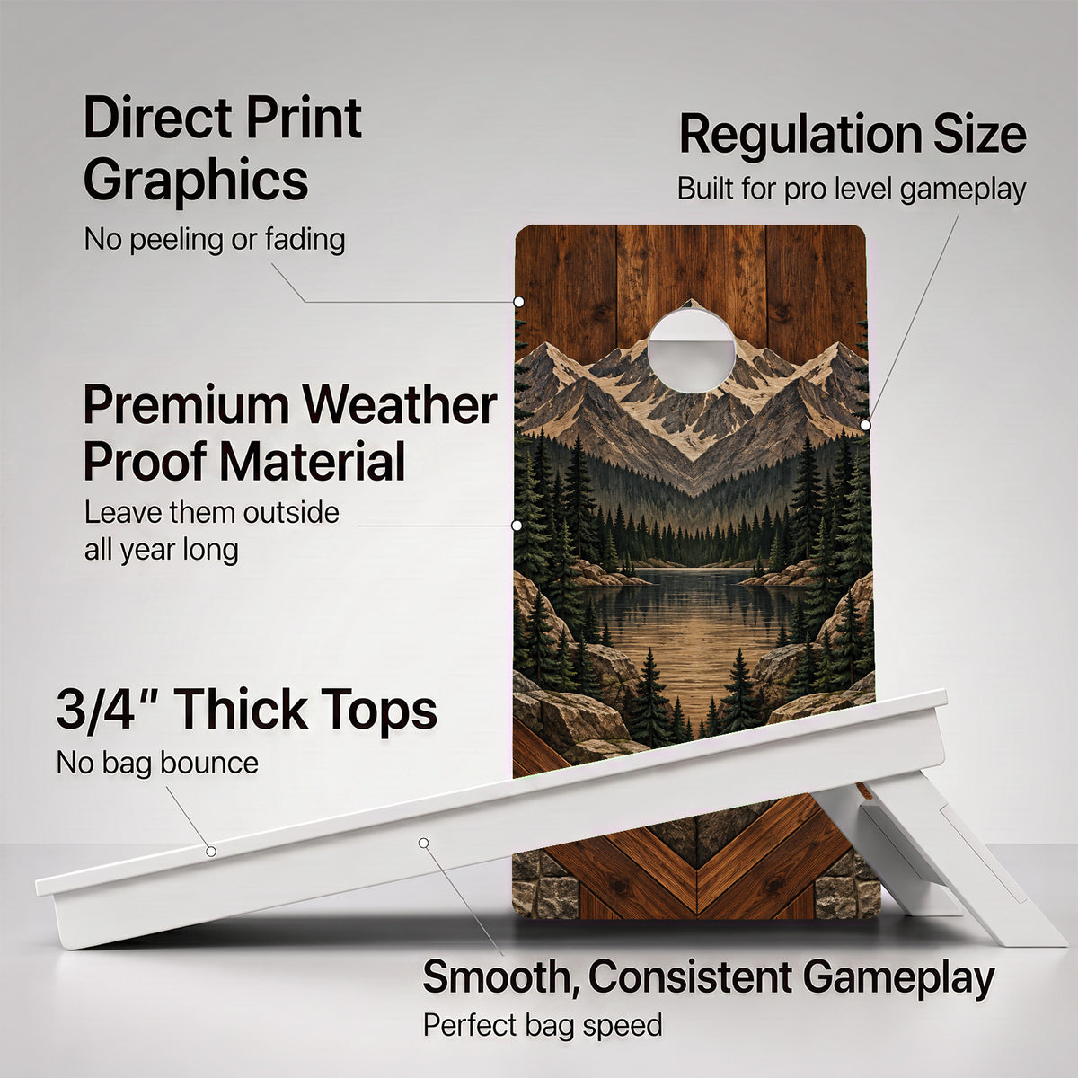 Mountain Lake Wood Panel Weather Proof Cornhole Boards