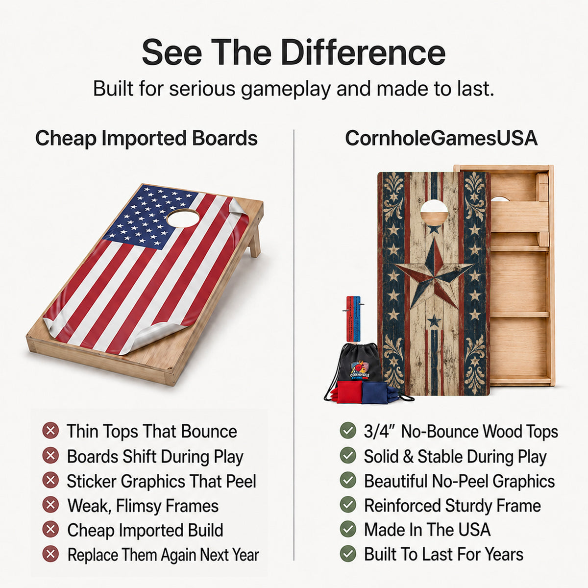 Rustic Barn Star Professional Cornhole Boards