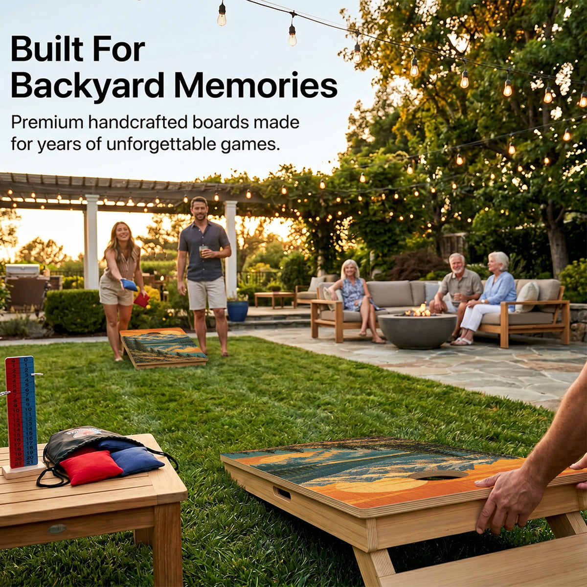 Alpine Lake Sunset Professional Cornhole Boards