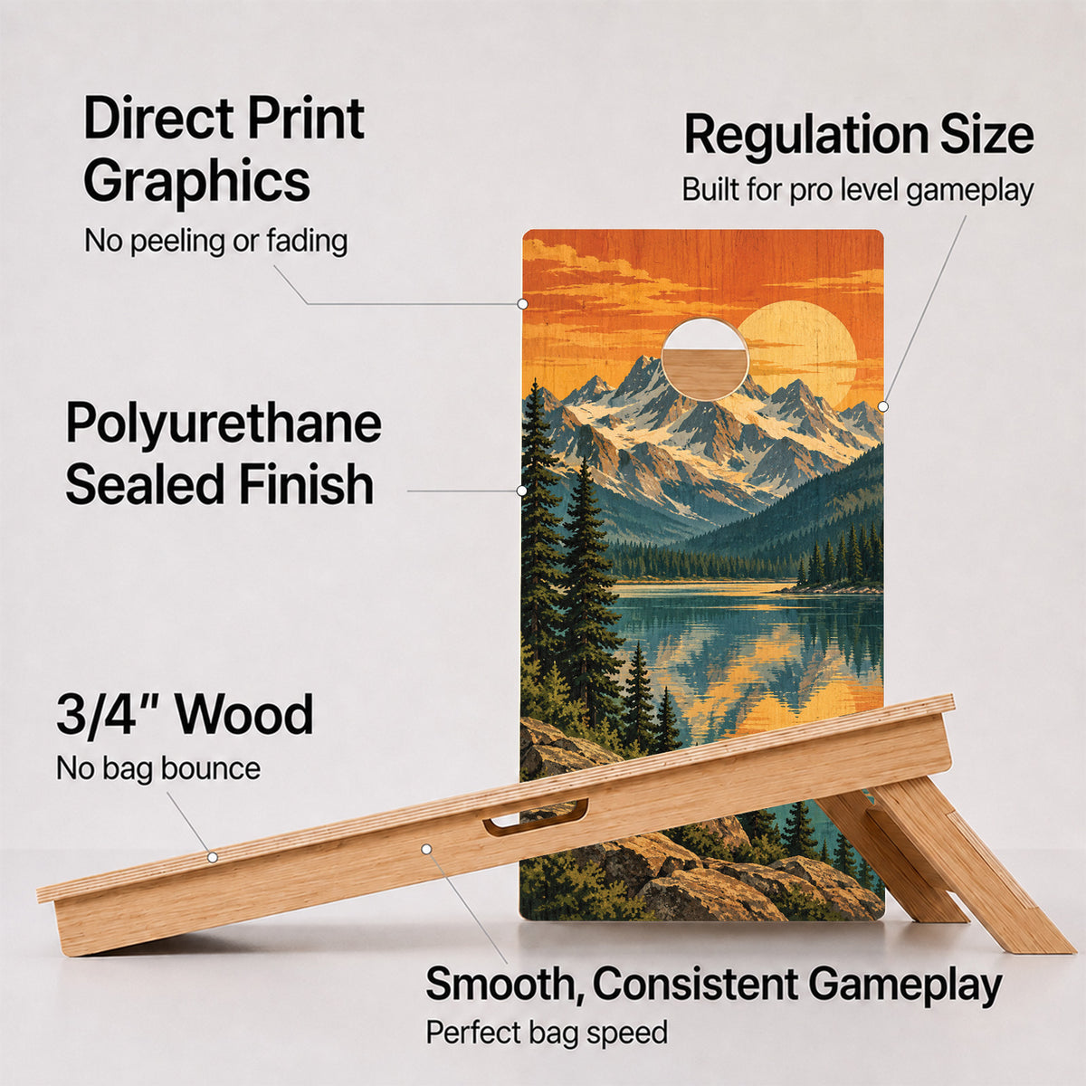 Alpine Lake Sunset Professional Cornhole Boards