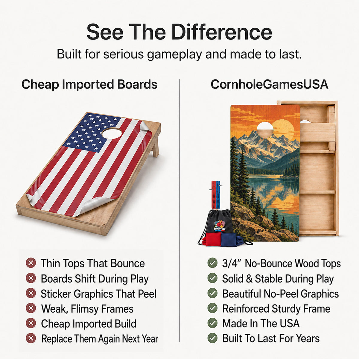 Alpine Lake Sunset Professional Cornhole Boards