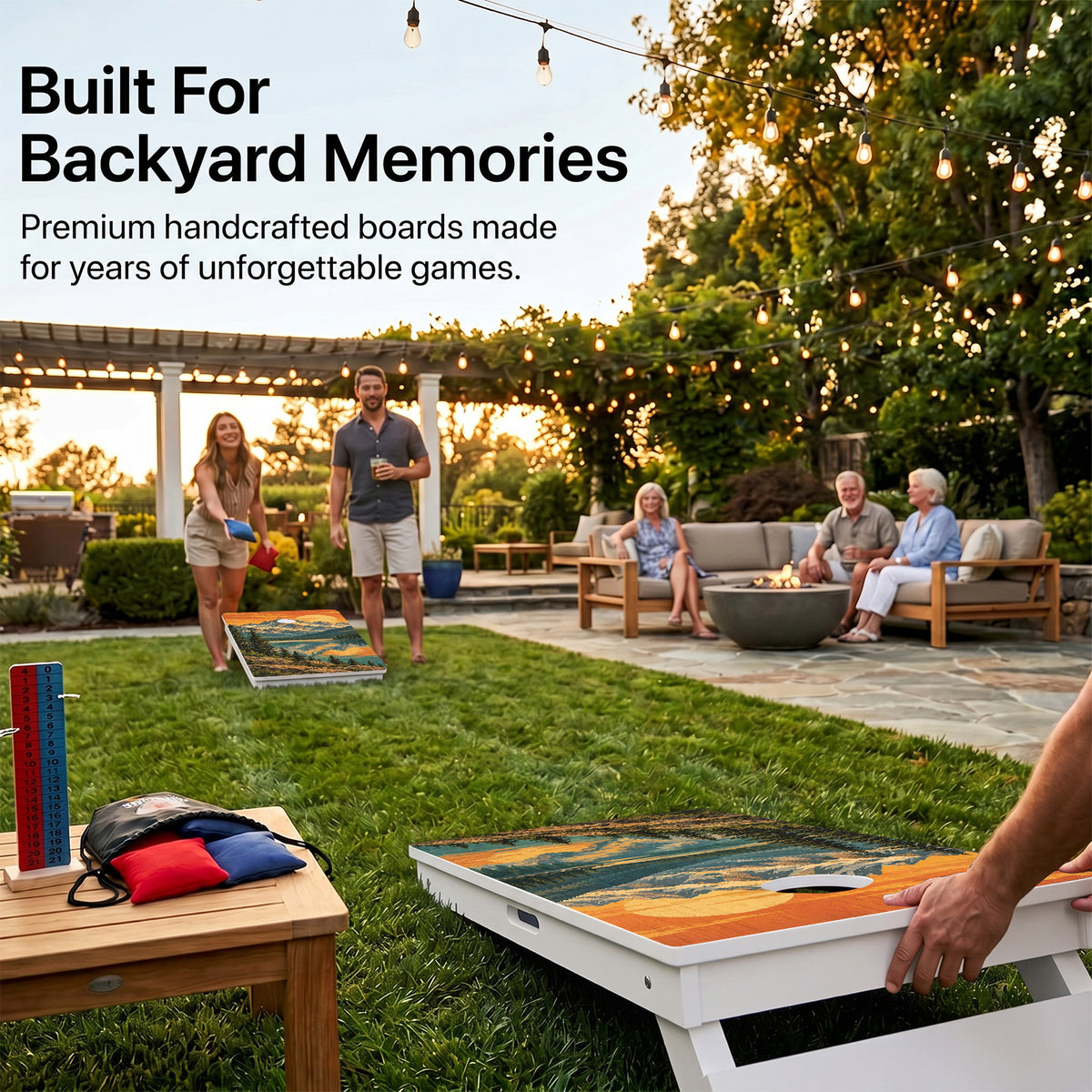 Alpine Lake Sunset Weather Proof Cornhole Boards