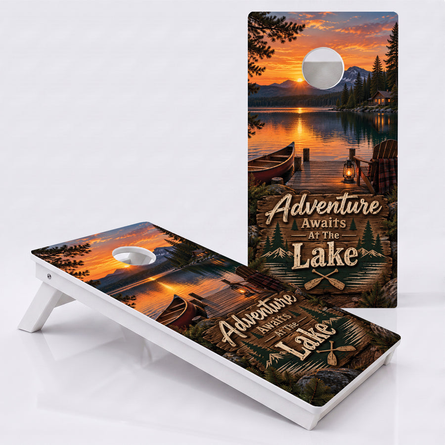 Adventure Awaits At The Lake Weather Proof Cornhole Boards
