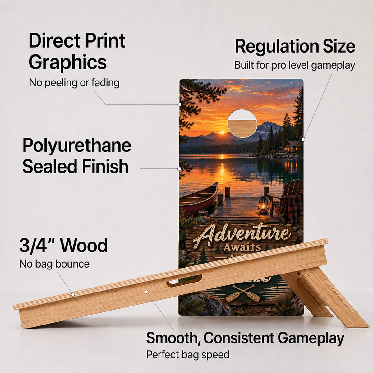 Adventure Awaits At The Lake Professional Cornhole Boards