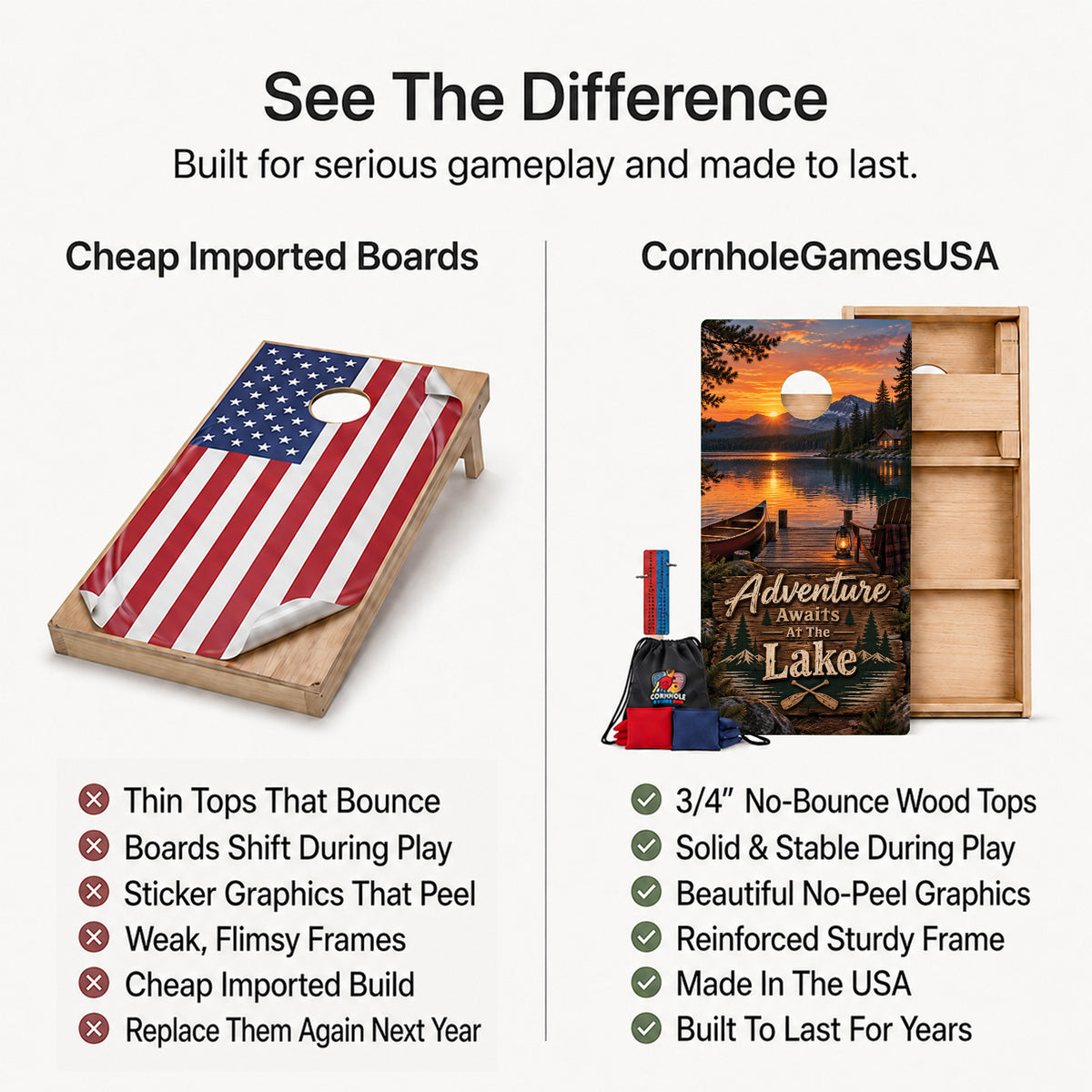 Adventure Awaits At The Lake Professional Cornhole Boards