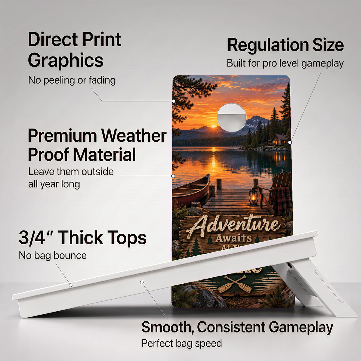 Adventure Awaits At The Lake Weather Proof Cornhole Boards