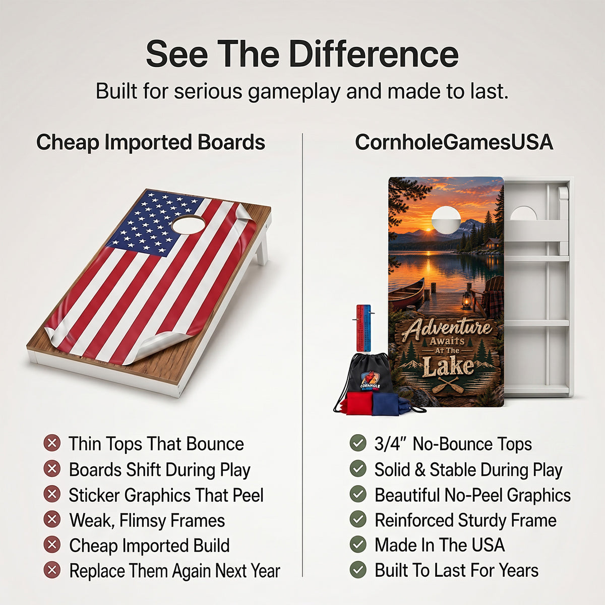 Adventure Awaits At The Lake Weather Proof Cornhole Boards
