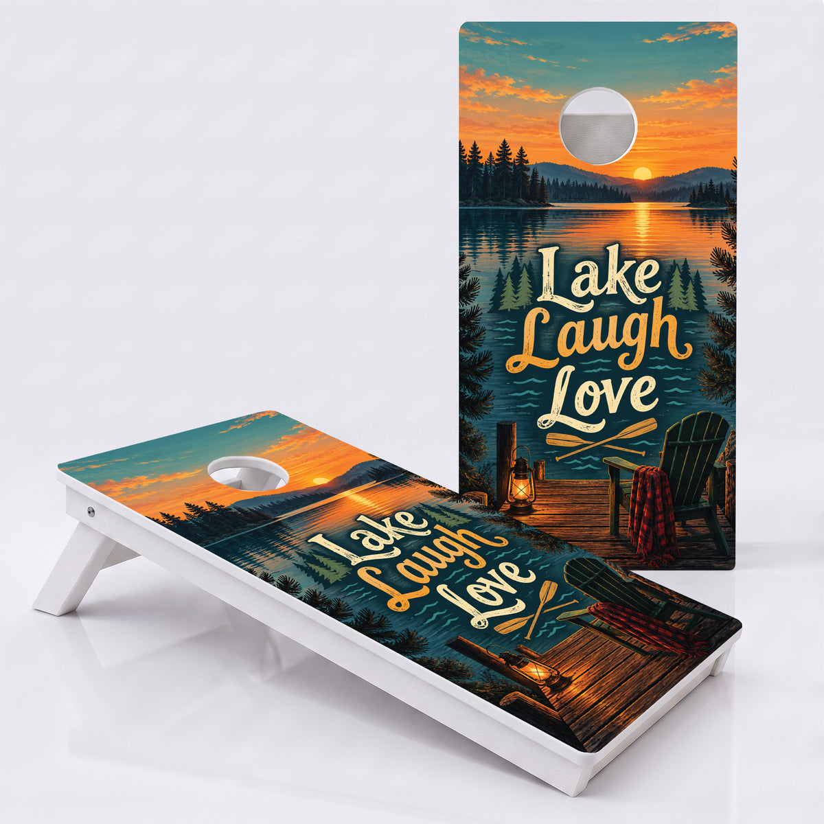 Lake Laugh Love Weather Proof Cornhole Boards
