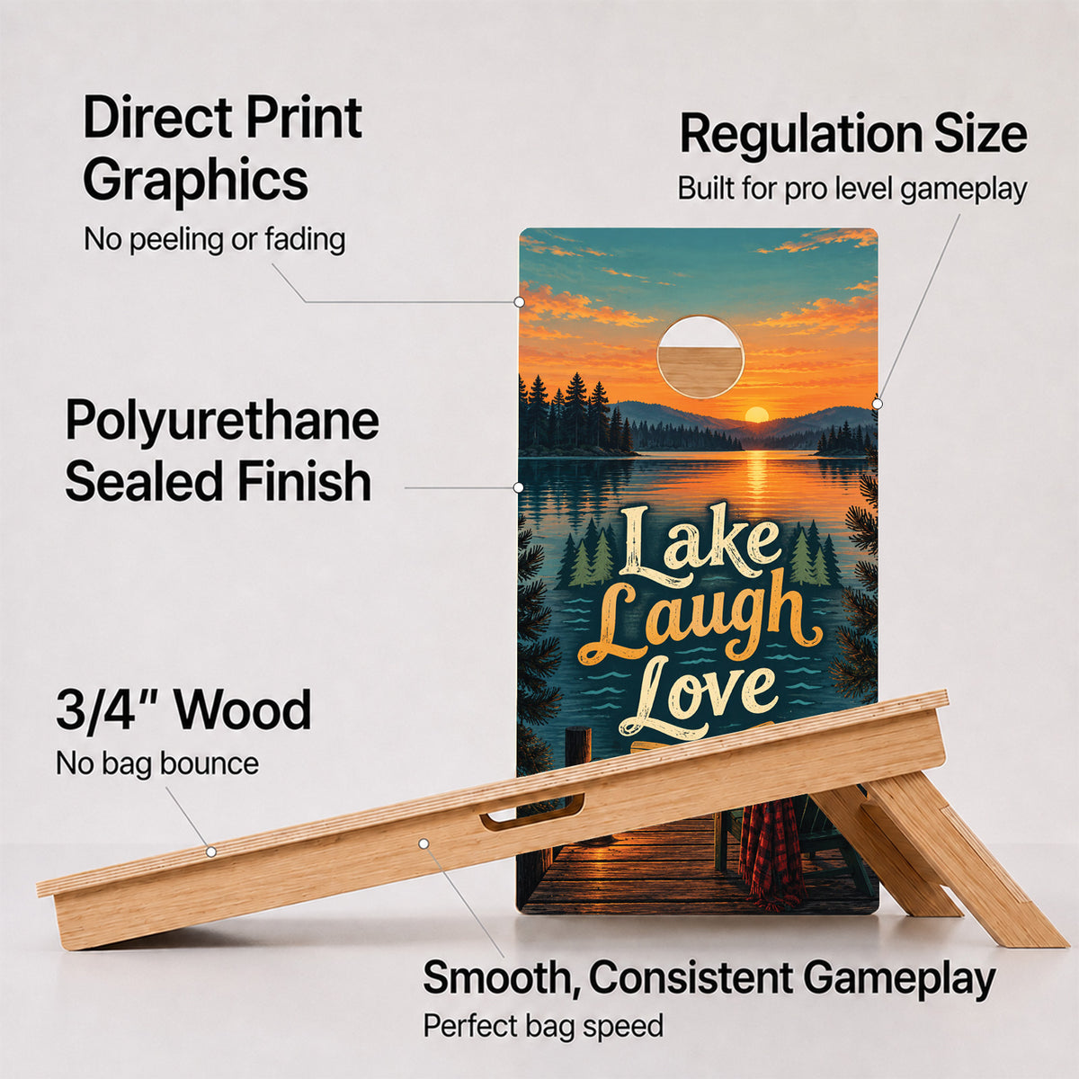 Lake Laugh Love Professional Cornhole Boards