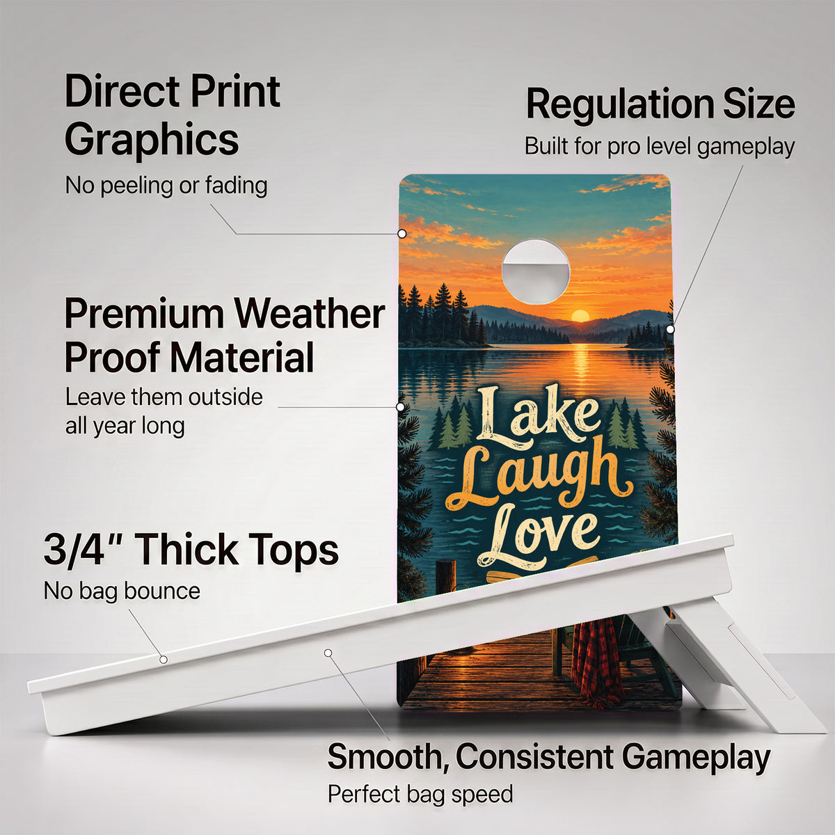 Lake Laugh Love Weather Proof Cornhole Boards