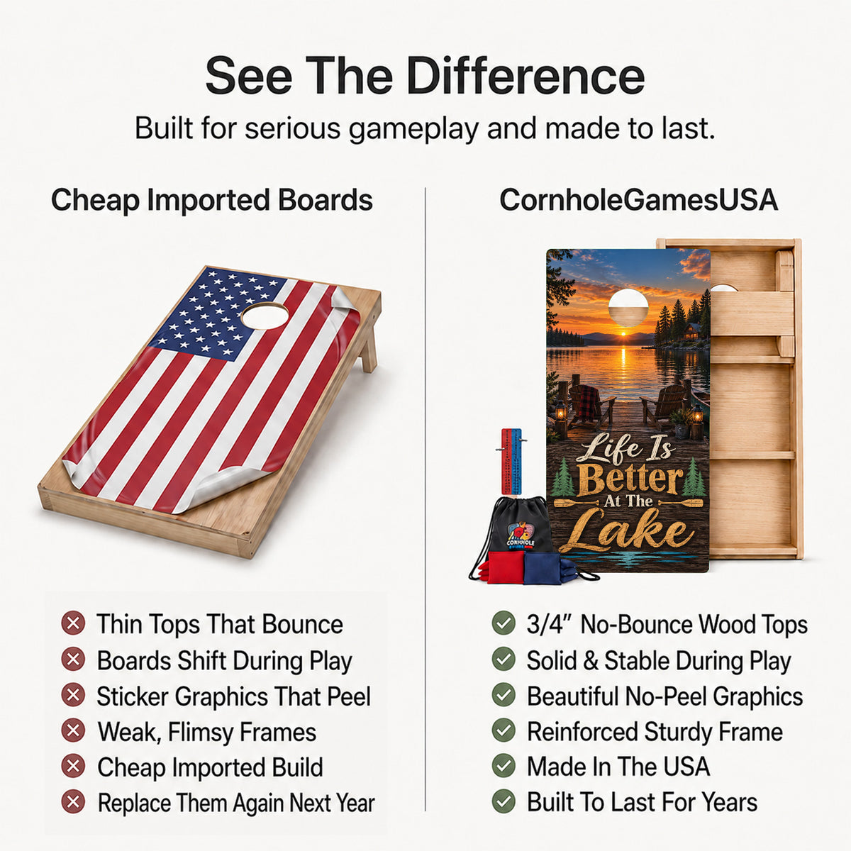 Life Is Better At The Lake Professional Cornhole Boards