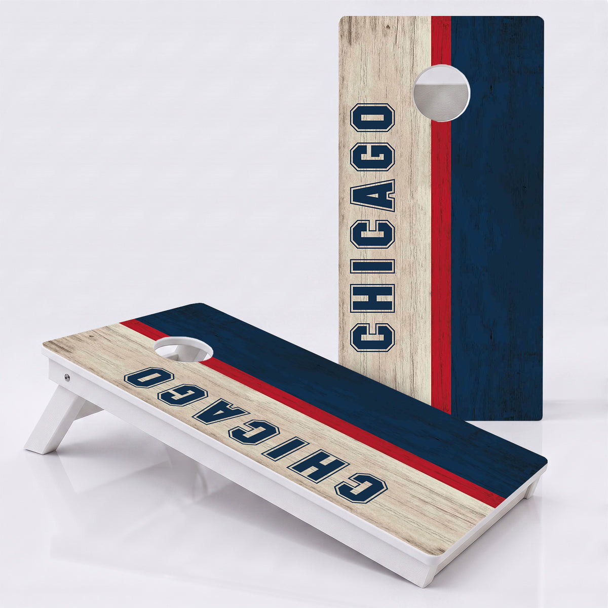 Chicago Baseball Red White & Blue Weather Proof Cornhole Boards