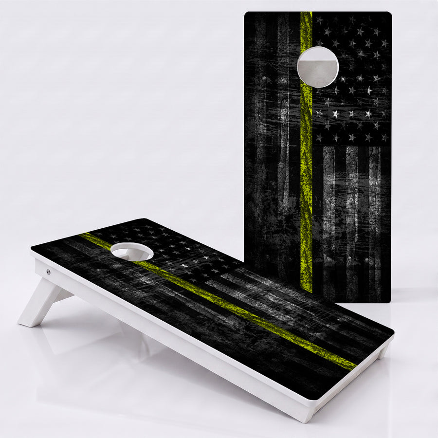 Thin Yellow Line Dispatch Flag Weather Proof Cornhole Boards
