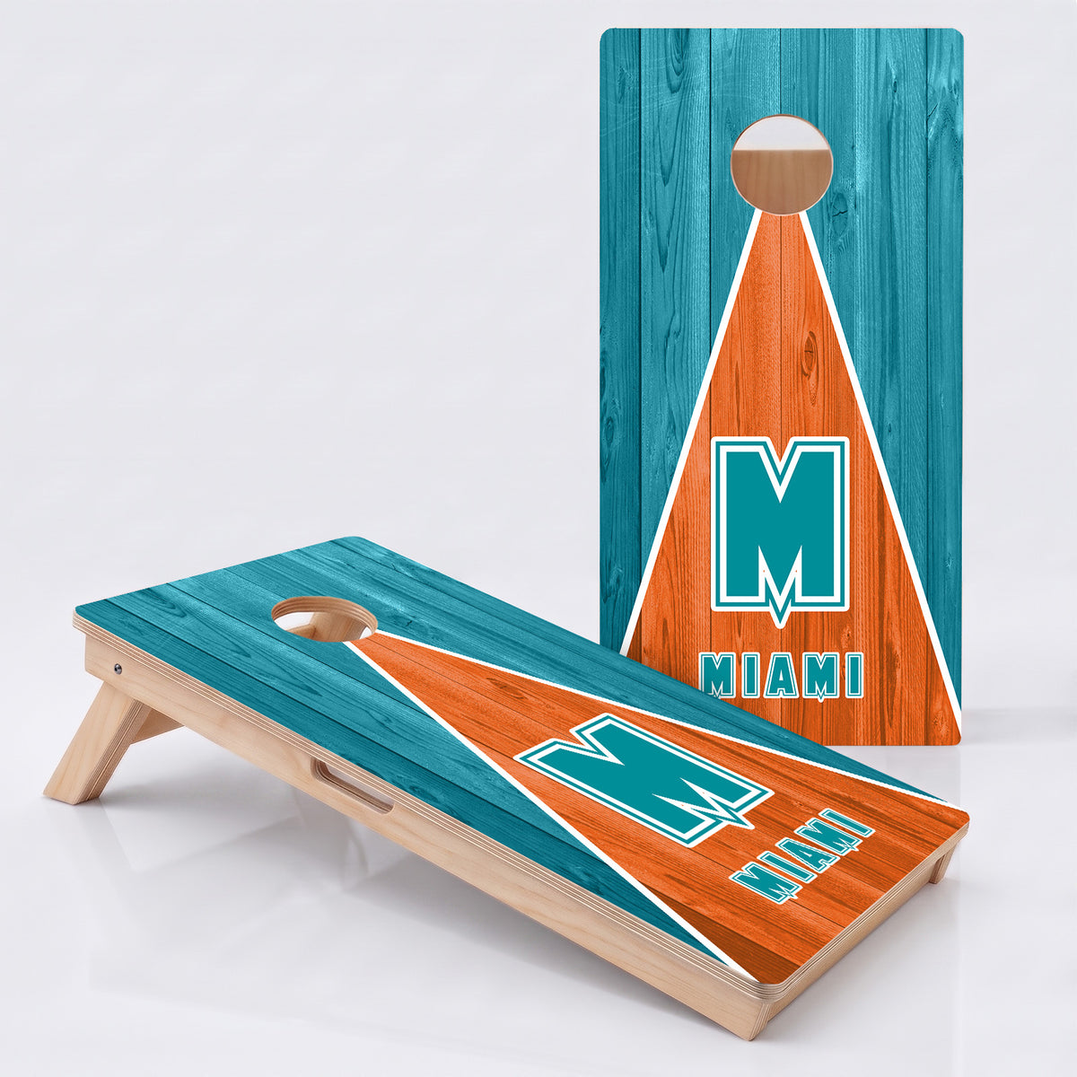 Miami Football Professional Cornhole Board.