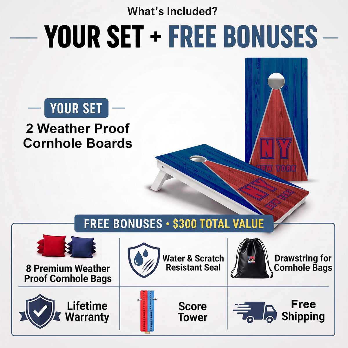 New York Pennant Football Weather Proof Cornhole Boards