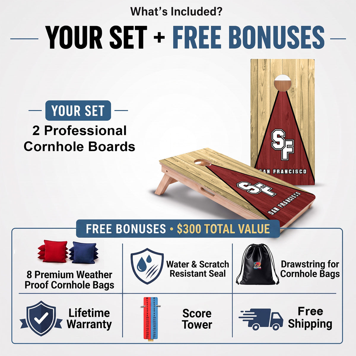 San Francisco Pennant Football Professional Cornhole Boards