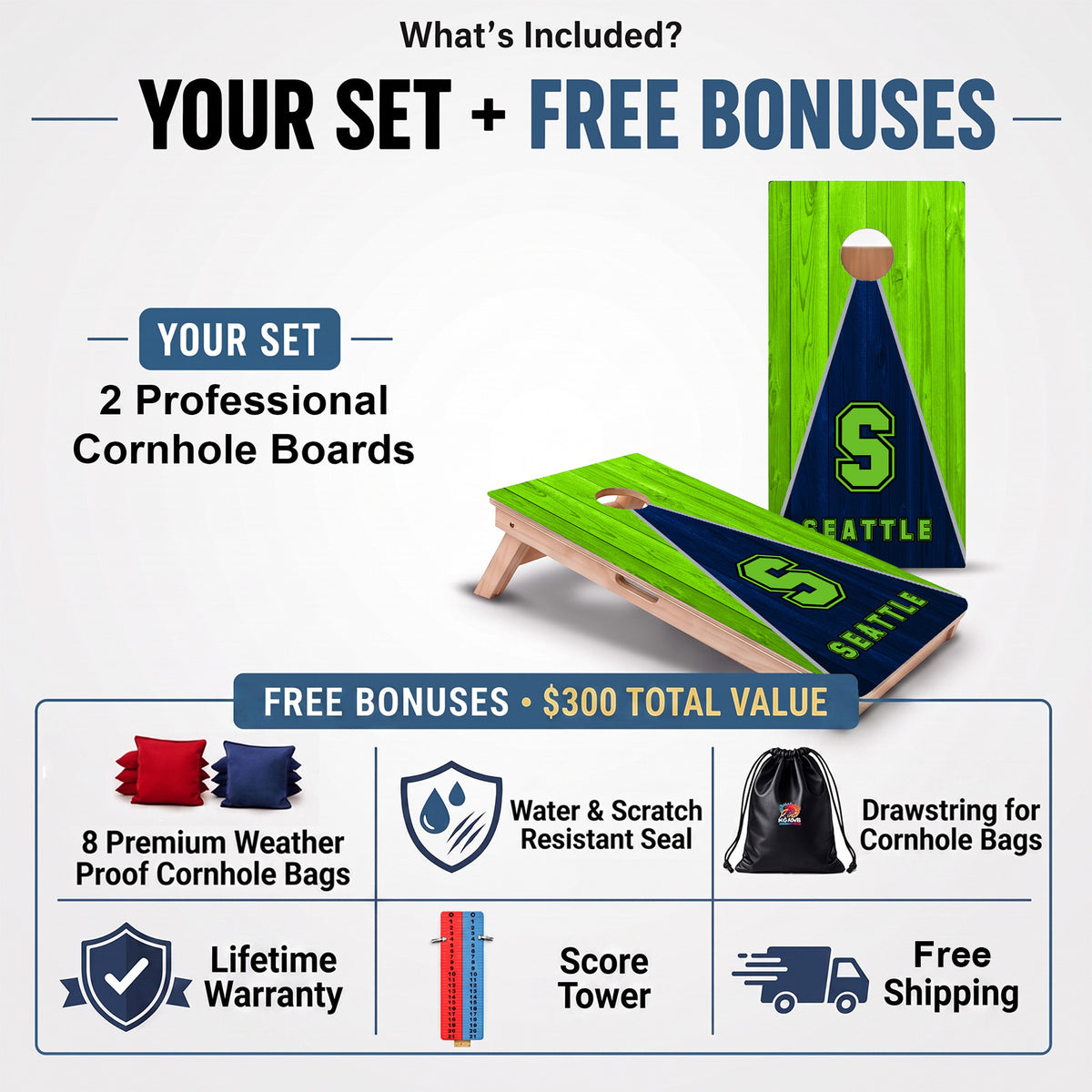 Seattle Pennant Football Professional Cornhole Boards
