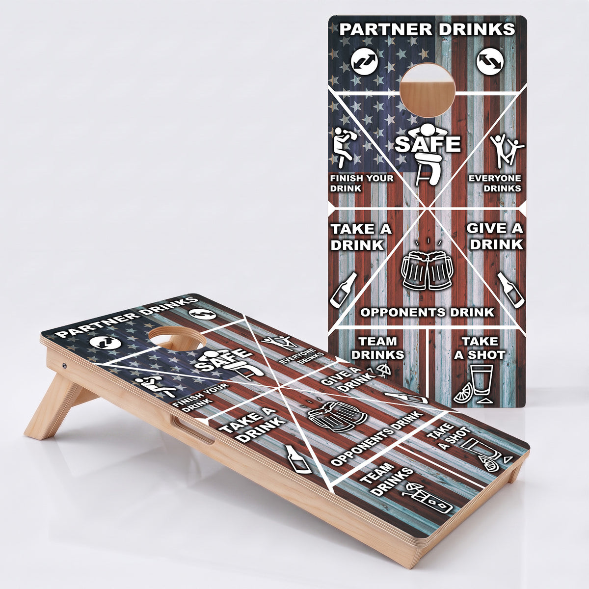 American Flag Drinking Game Professional Cornhole Boards