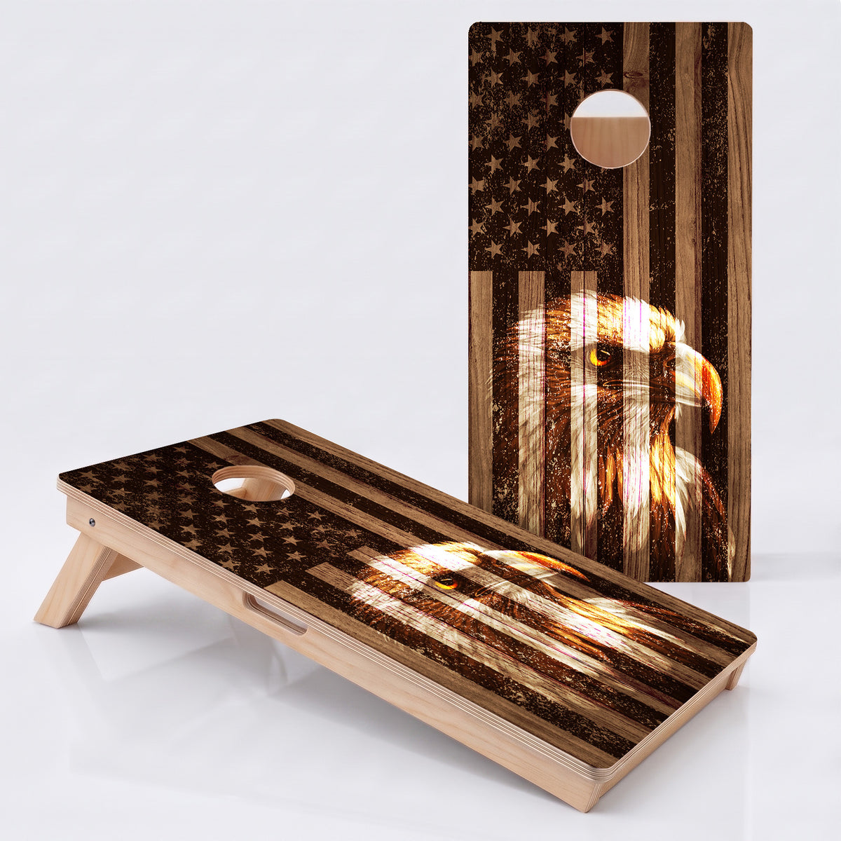 Faded Bald Eagle American Flag Professional Cornhole Boards
