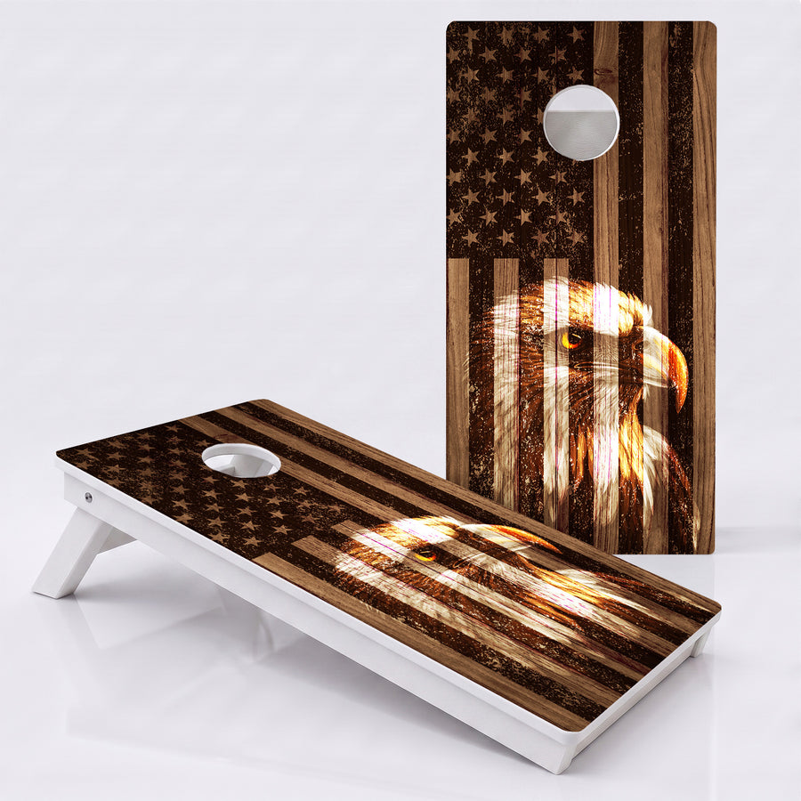 Faded Bald Eagle American Flag Weather Proof Cornhole Boards