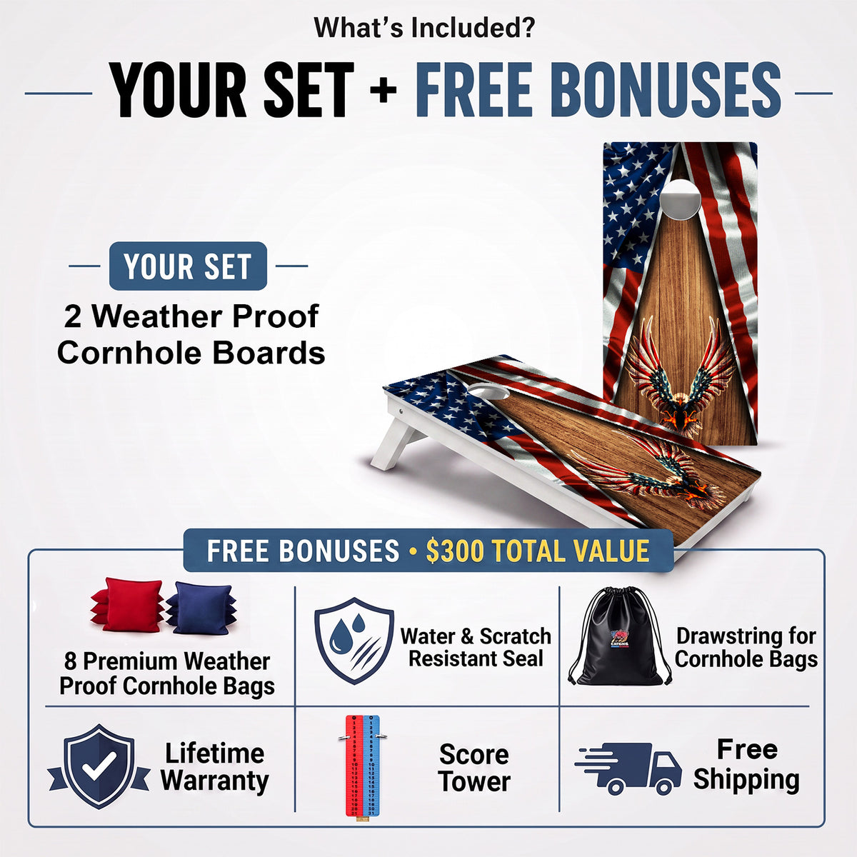 Patriotic Weather Proof Cornhole Boards