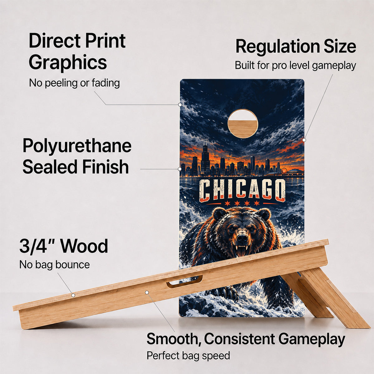 Chicago Football Professional Cornhole Boards