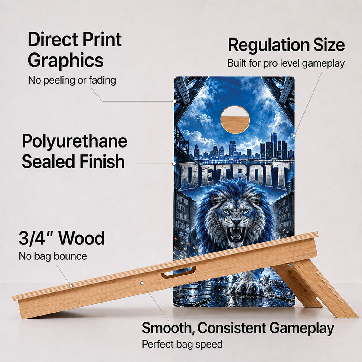 Detroit Football Professional Cornhole Boards