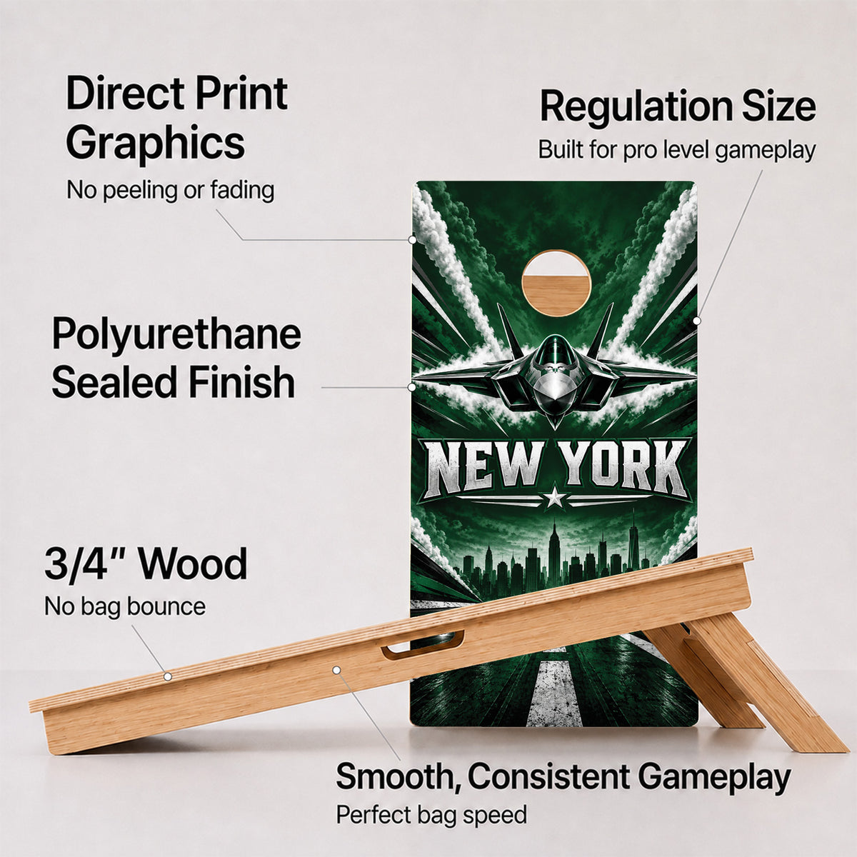 New York Fighter Jet Football Professional Cornhole Boards