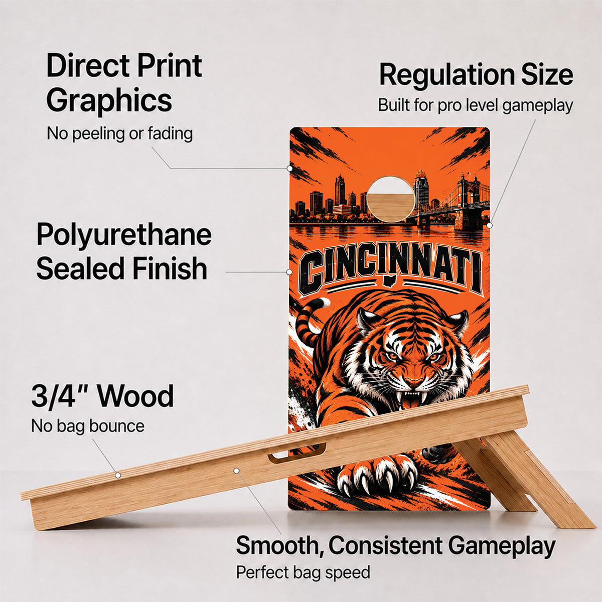 Cincinnati Football Professional Cornhole Boards