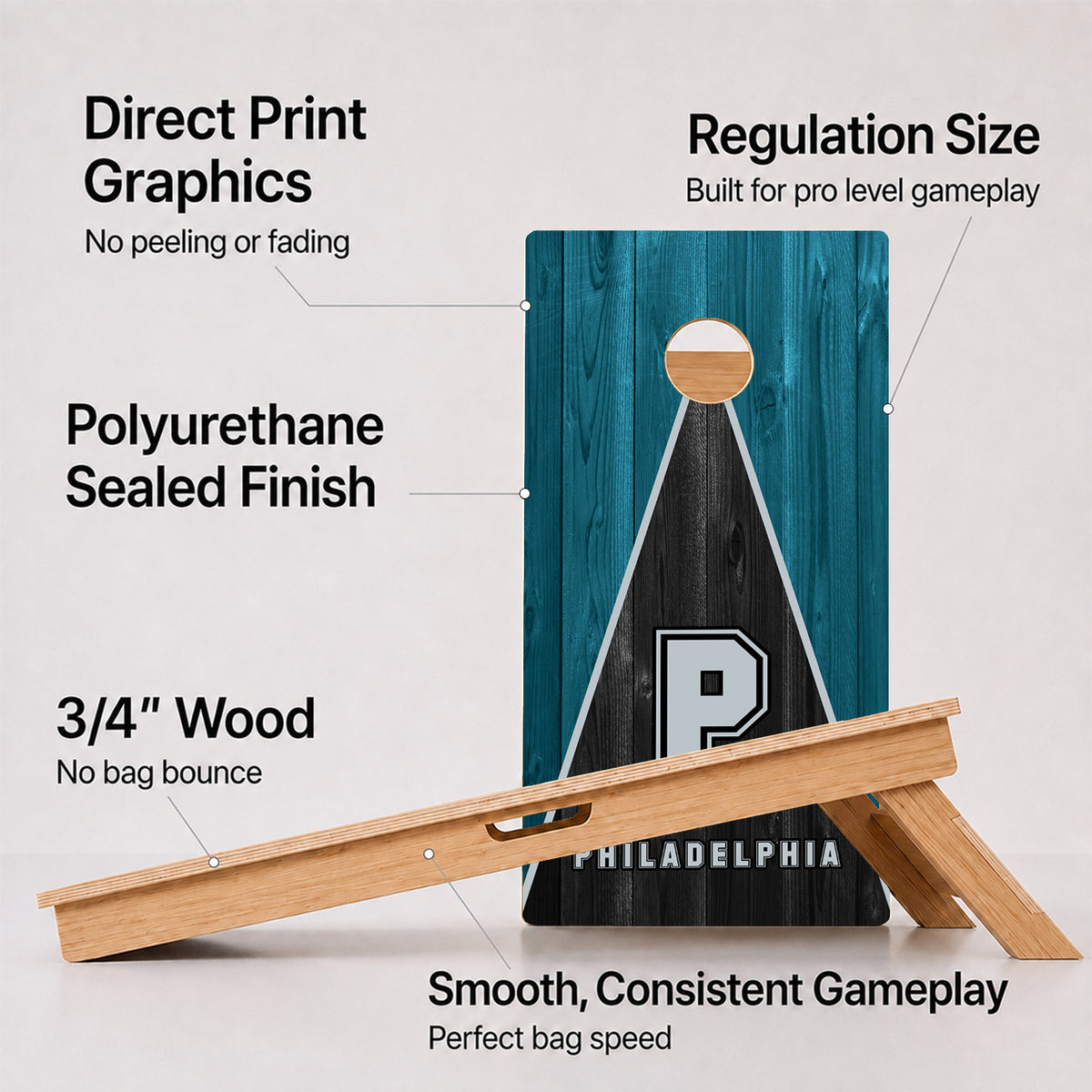 Philadelphia Pennant Football Professional Cornhole Boards