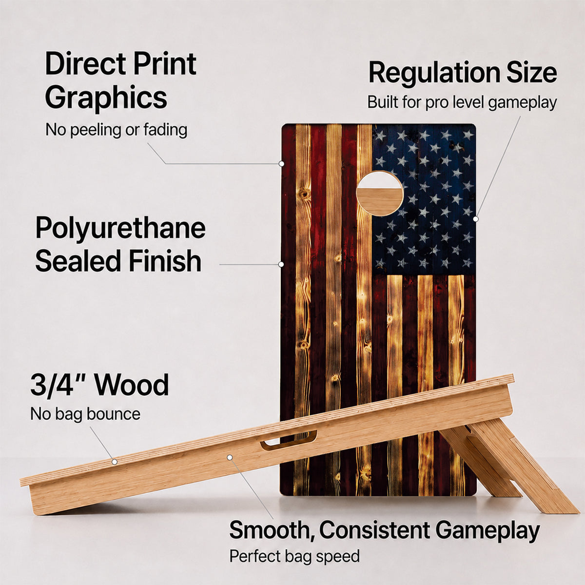 Rustic American Flag Professional Cornhole Boards
