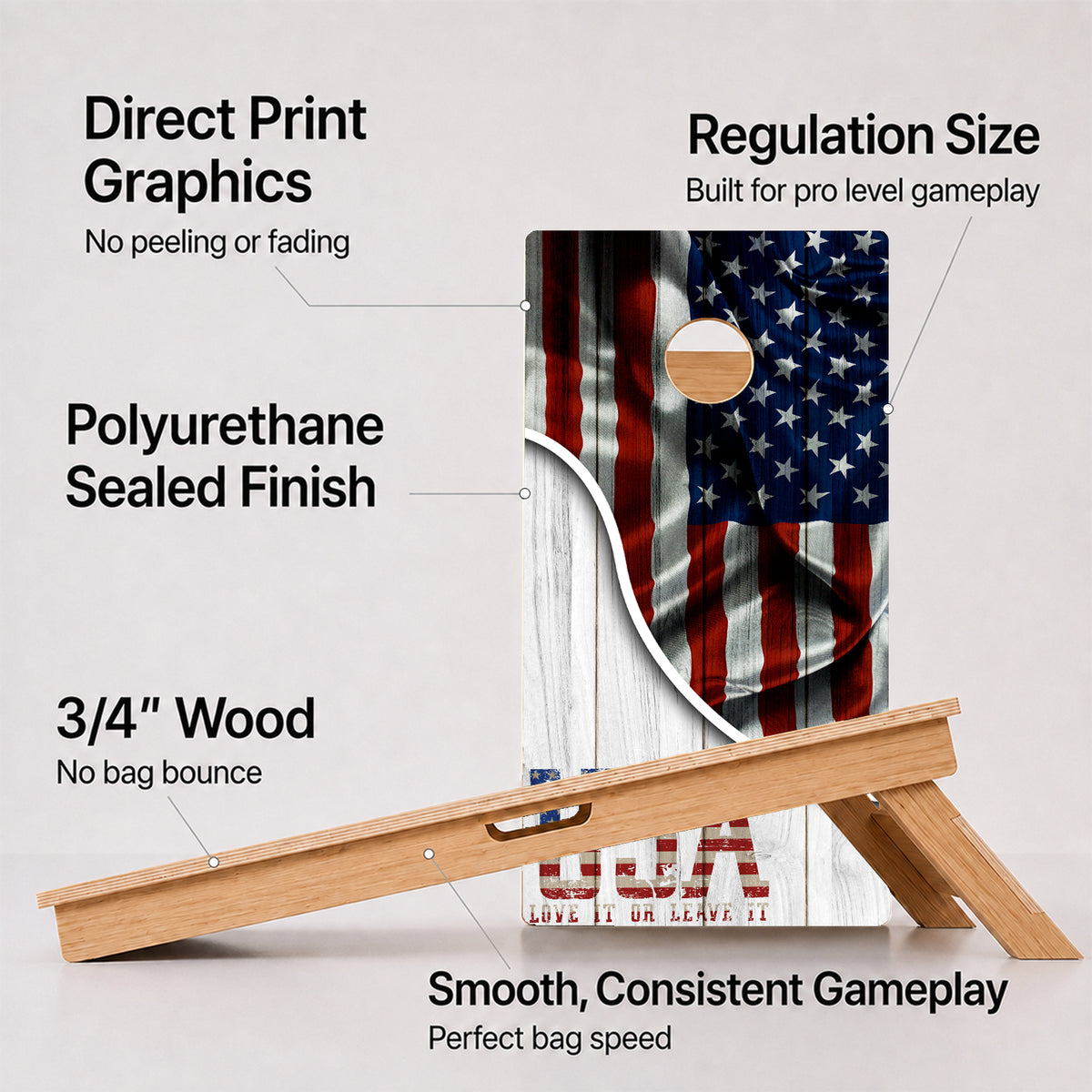USA Love It Or Leave It Professional Cornhole Boards