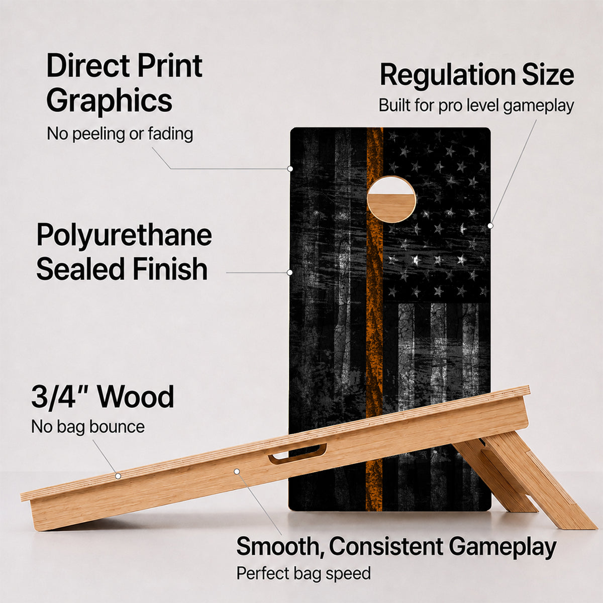 Thin Orange Line Flag Professional Cornhole Boards