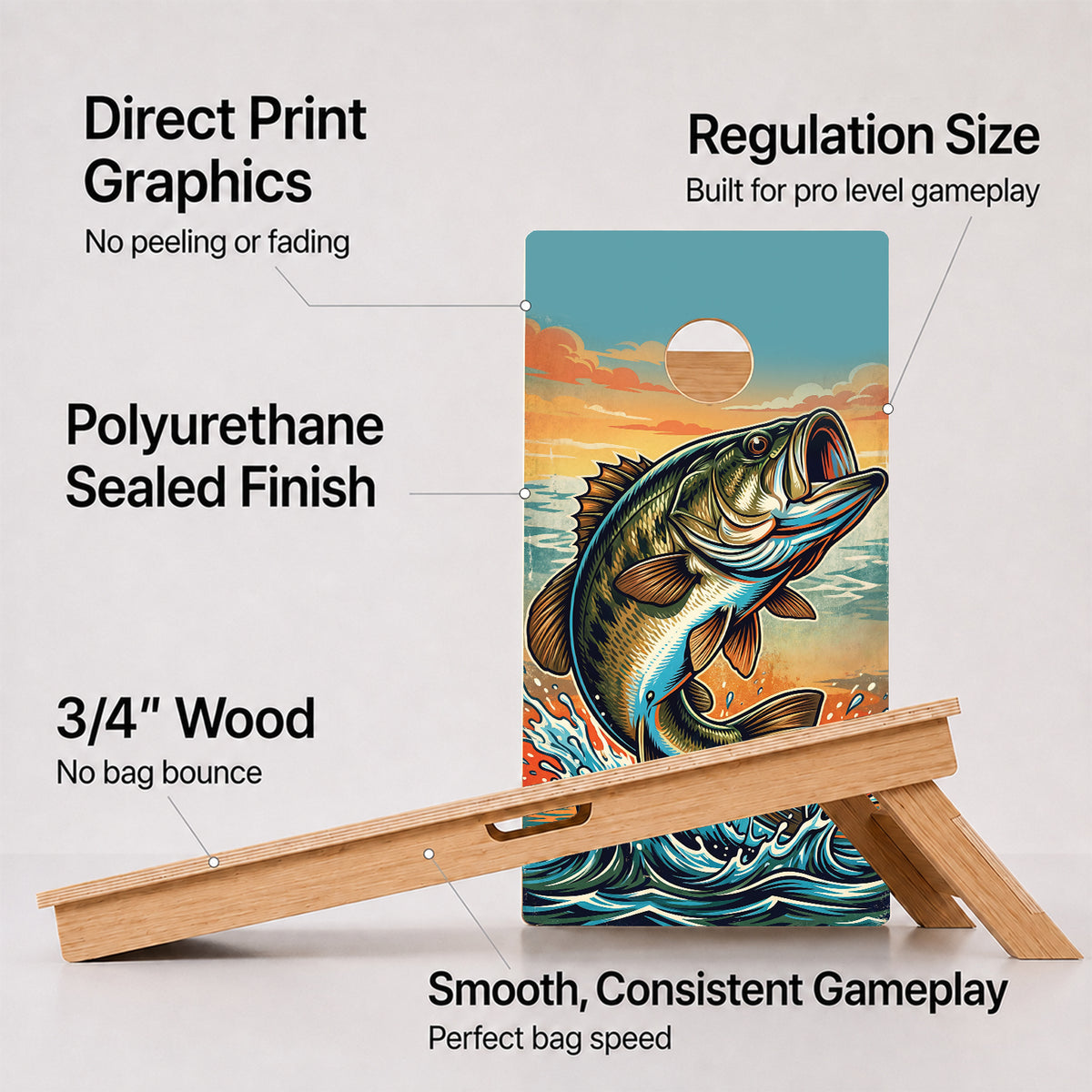 Bass Fishing Professional Cornhole Boards
