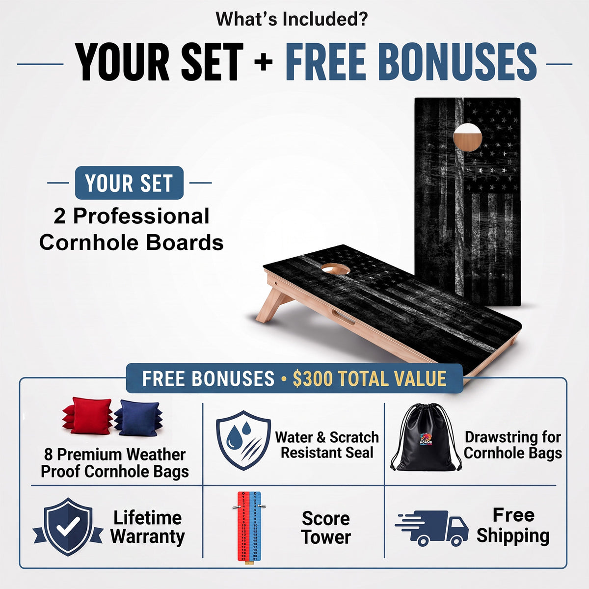 Thin White Line Flag Professional Cornhole Boards