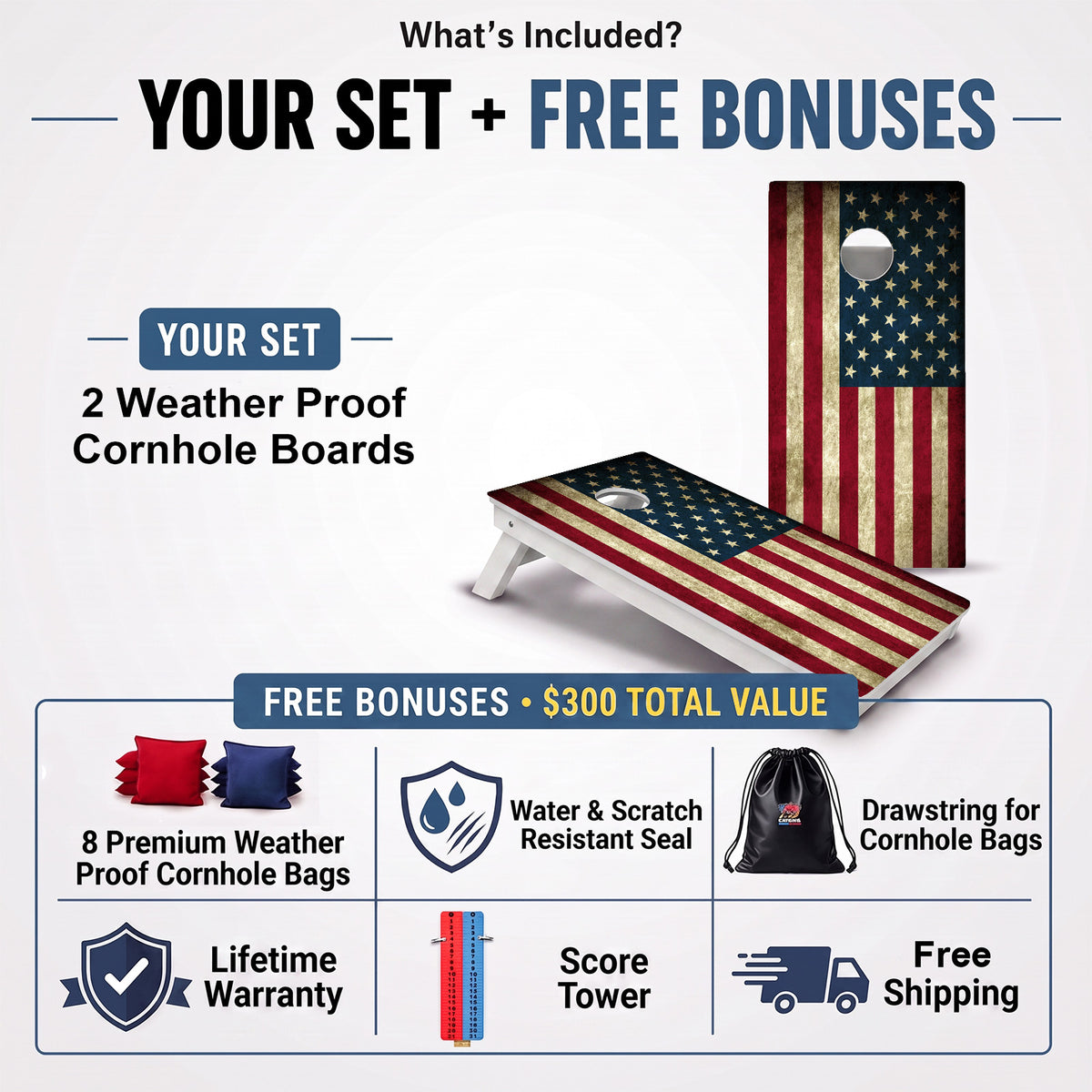 American Flag Weather Proof Cornhole Boards