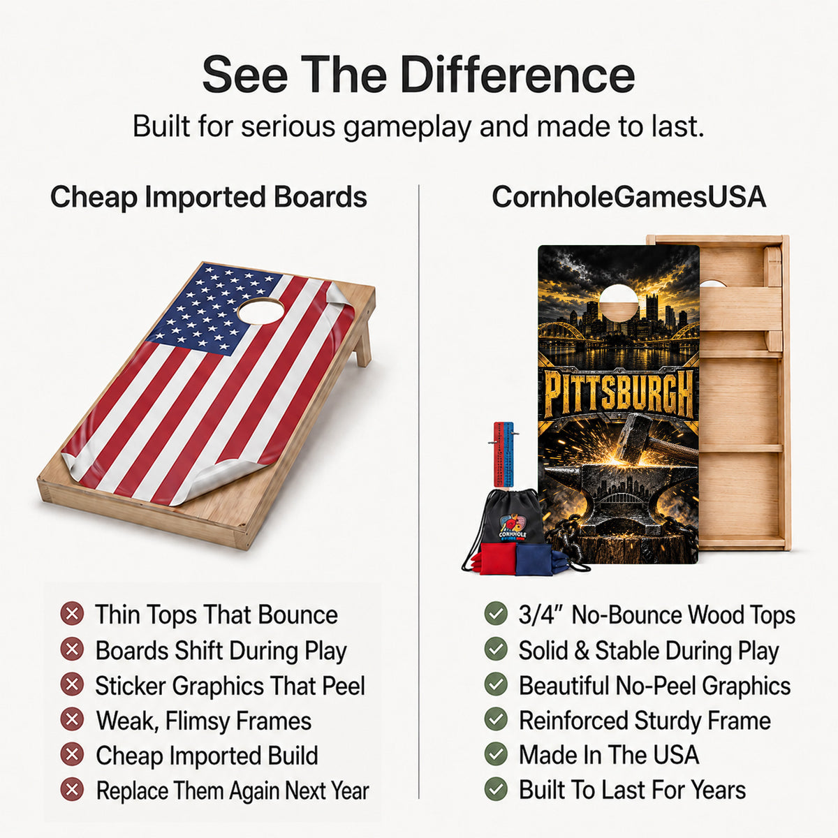 Pittsburgh Football Professional Cornhole Boards