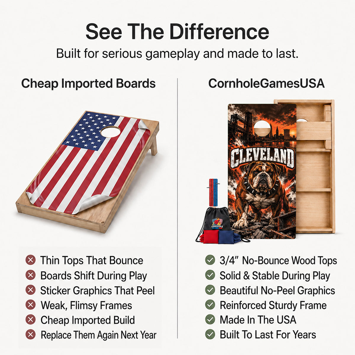 Cleveland Football Professional Cornhole Boards